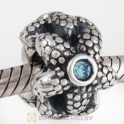 Antique Sterling Silver Sea Star with Aquamarine Austrian Crystal Charm Beads