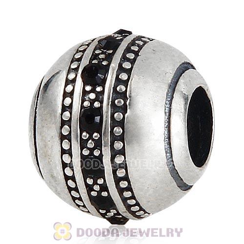 Sterling Silver Fast Lane Bead with Jet Austrian Crystal
