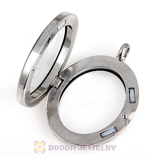 Platinum Plated Alloy Glass Floating Locket Oval Pendant Black Face