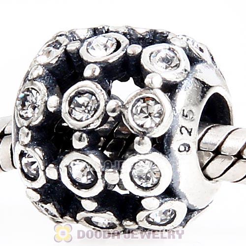 Antique Sterling Silver In the Spotlight Bead with Clear Austrian Crystal
