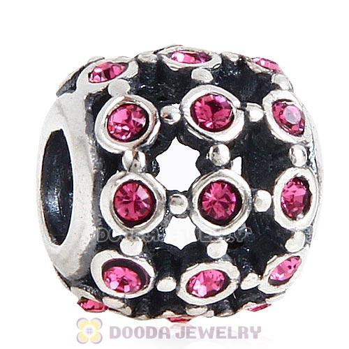 Antique Sterling Silver In the Spotlight Bead with Rose Austrian Crystal
