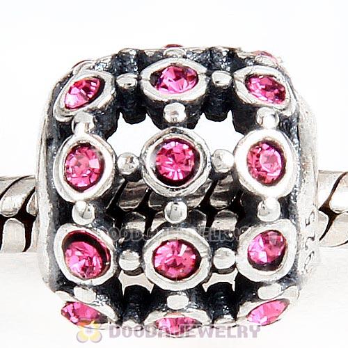 Antique Sterling Silver In the Spotlight Bead with Rose Austrian Crystal