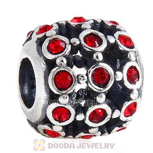 Antique Sterling Silver In the Spotlight Bead with Light Siam Austrian Crystal