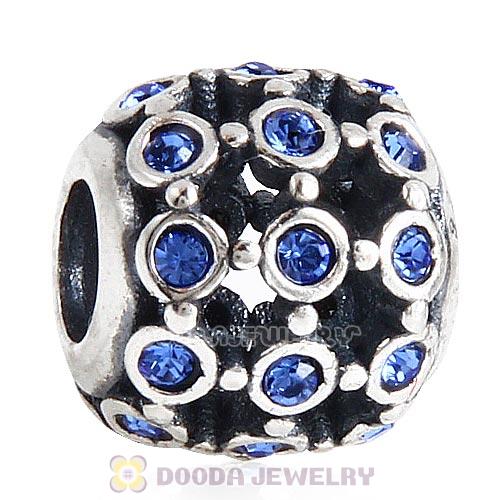 Antique Sterling Silver In the Spotlight Bead with Sapphire Austrian Crystal