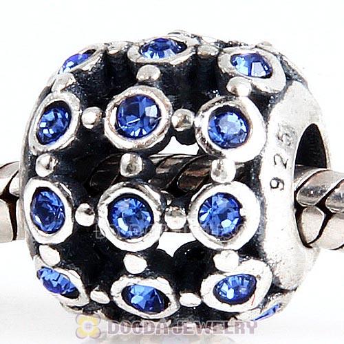 Antique Sterling Silver In the Spotlight Bead with Sapphire Austrian Crystal