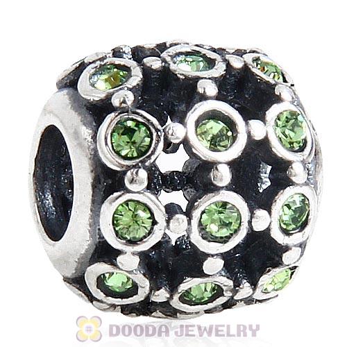 Antique Sterling Silver In the Spotlight Bead with Peridot Austrian Crystal
