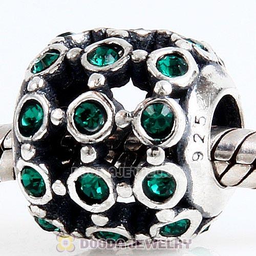 Antique Sterling Silver In the Spotlight Bead with Emerald Austrian Crystal