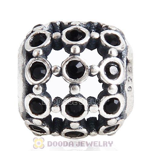 Antique Sterling Silver In the Spotlight Bead with Jet Austrian Crystal