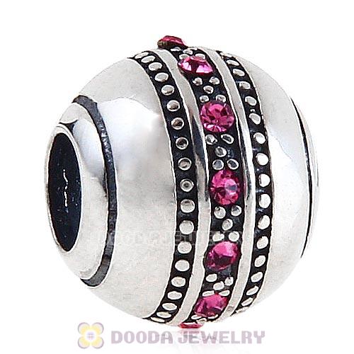Sterling Silver Fast Lane Bead with Rose Austrian Crystal