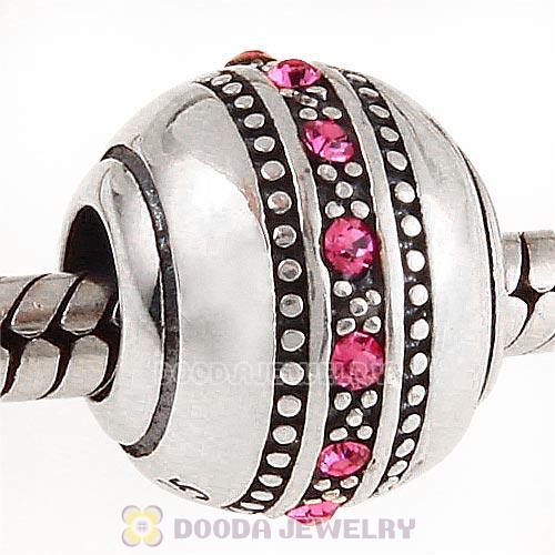 Sterling Silver Fast Lane Bead with Rose Austrian Crystal