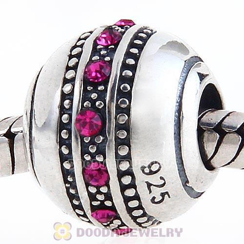 Sterling Silver Fast Lane Bead with Fuchsia Austrian Crystal