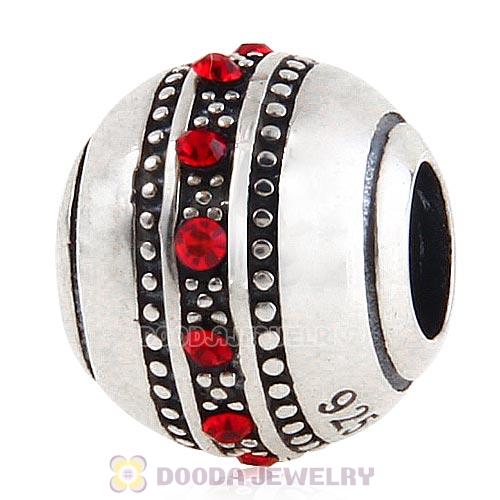 Sterling Silver Fast Lane Bead with Light Siam Austrian Crystal