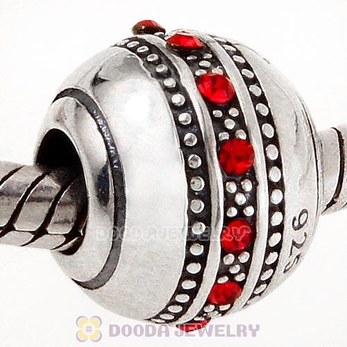Sterling Silver Fast Lane Bead with Light Siam Austrian Crystal