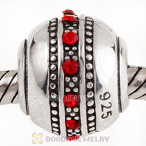 Sterling Silver Fast Lane Bead with Light Siam Austrian Crystal