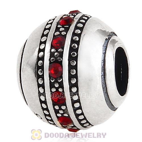 Sterling Silver Fast Lane Bead with Siam Austrian Crystal