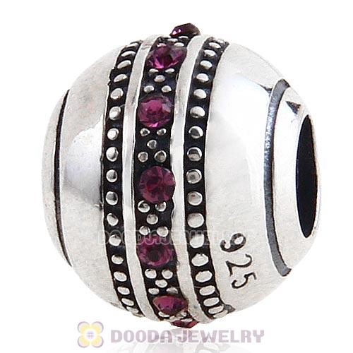 Sterling Silver Fast Lane Bead with Amethyst Austrian Crystal