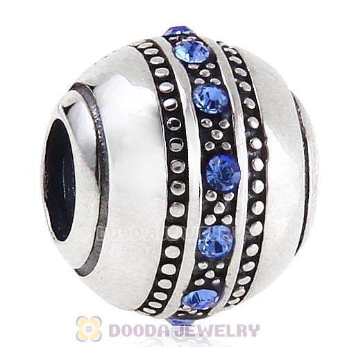 Sterling Silver Fast Lane Bead with Sapphire Austrian Crystal