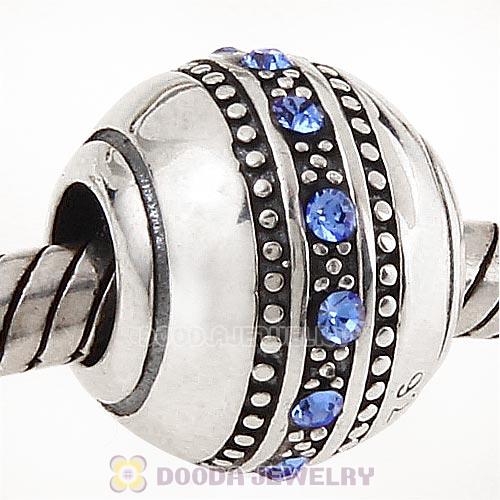 Sterling Silver Fast Lane Bead with Sapphire Austrian Crystal