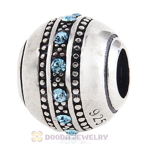 Sterling Silver Fast Lane Bead with Aquamarine Austrian Crystal