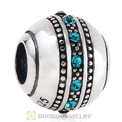 Sterling Silver Fast Lane Bead with Blue Zircon Austrian Crystal
