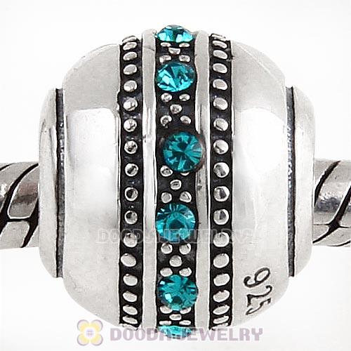 Sterling Silver Fast Lane Bead with Blue Zircon Austrian Crystal