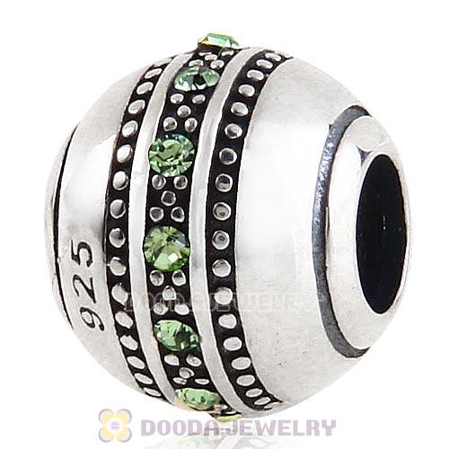 Sterling Silver Fast Lane Bead with Peridot Austrian Crystal
