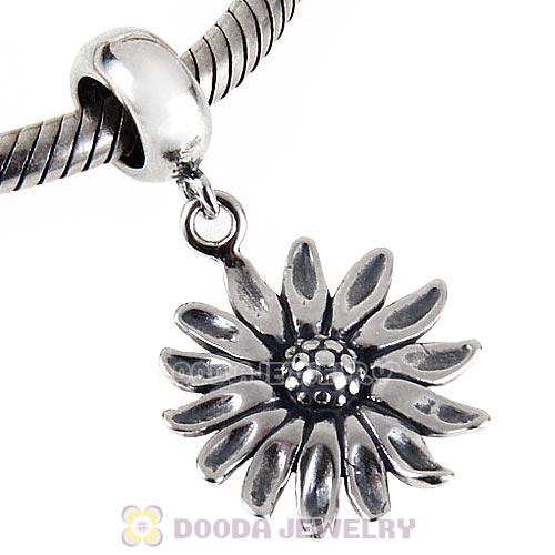 European Style Sterling Silver Dangle Sunflower Charm Beads