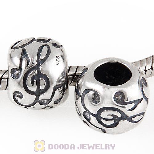 Antique Sterling Silver Music Note Charm Beads European Style
