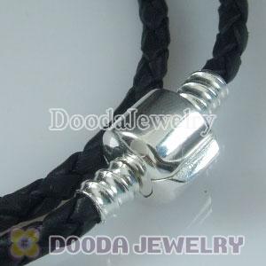 44cm European Style Black Braided Leather Bracelet