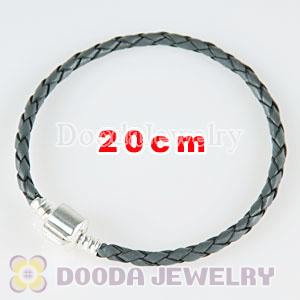 20cm Charm Jewelry Single Gray Braided Leather Bracelet