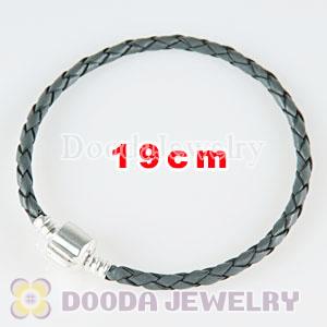 19cm Charm Jewelry Single Gray Braided Leather Bracelet