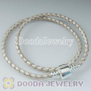 40cm Charm Jewelry Double Champagne Braided Leather Bracelet