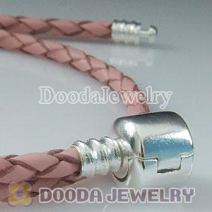 40cm European Style Double Pink Braided Leather Bracelet