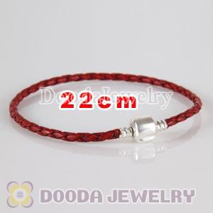 22cm Charm Jewelry Single Red Braided Leather Bracelet