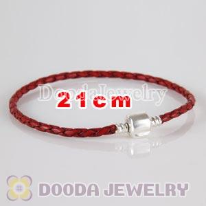21cm Charm Jewelry Single Red Braided Leather Bracelet