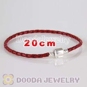 20cm Charm Jewelry Single Red Braided Leather Bracelet