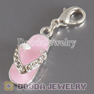 Wholesale Silver Plated Alloy Fashion Pink Slipper Charms