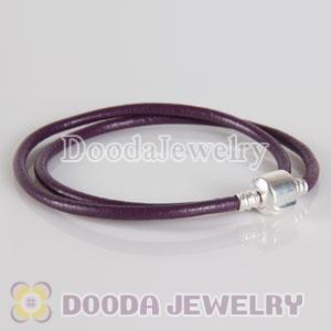 44cm Jewelry Slippy Purple Leather Necklace without stamped on Clip