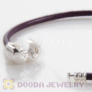 19cm Single Slippy Purple Leather European Style Bracelet