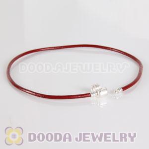 44cm European Slippy Red Leather Necklace without stamped on Clip