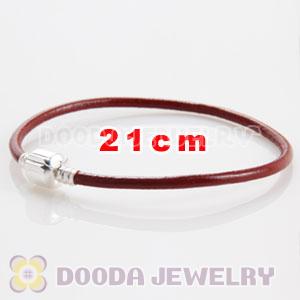 21cm Single Slippy Red Leather Charm Jewelry Bracelet