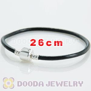 26cm Single Slippy Black Leather Charm Jewelry Bracelet