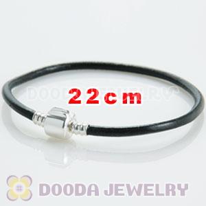 22cm Single Slippy Black Leather Charm Jewelry Bracelet