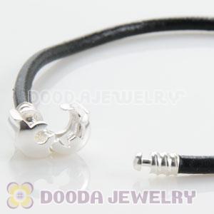 21cm Single Slippy Black Leather European Style Bracelet