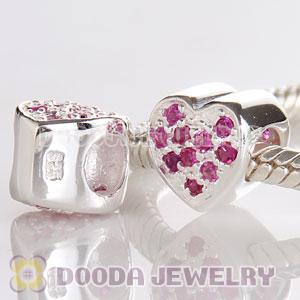 S925 Sterling Silver European Style Love Beads with Stone