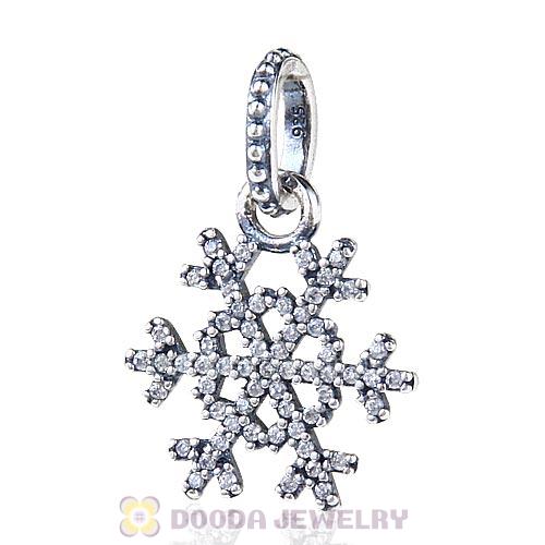 Sterling Silver Winter Kiss Dangle Snowflake with Clear CZ Charm Beads