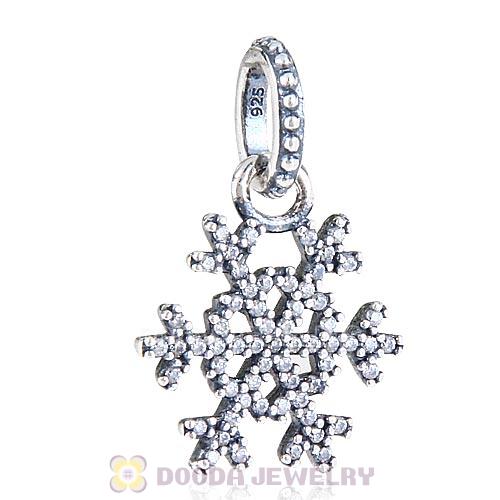 Sterling Silver Winter Kiss Dangle Snowflake with Clear CZ Charm Beads