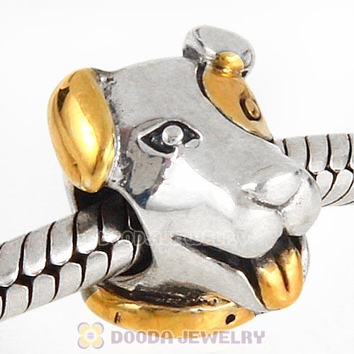 Gold Plated Sterling Silver Lucky Dog Charm Beads
