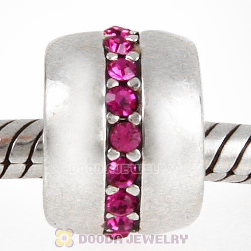 Sterling Silver Cosmo Charm Beads with Fuchsia Austrian Crystal