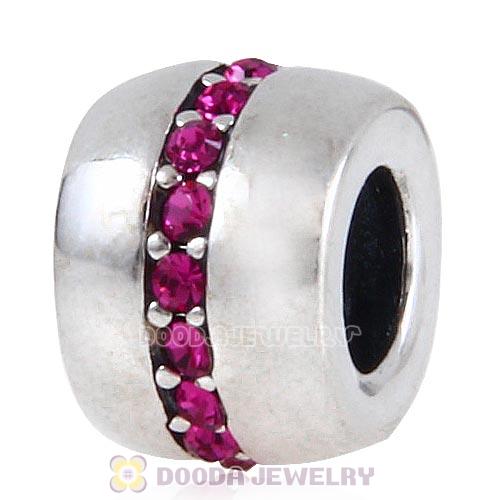 Sterling Silver Cosmo Charm Beads with Fuchsia Austrian Crystal